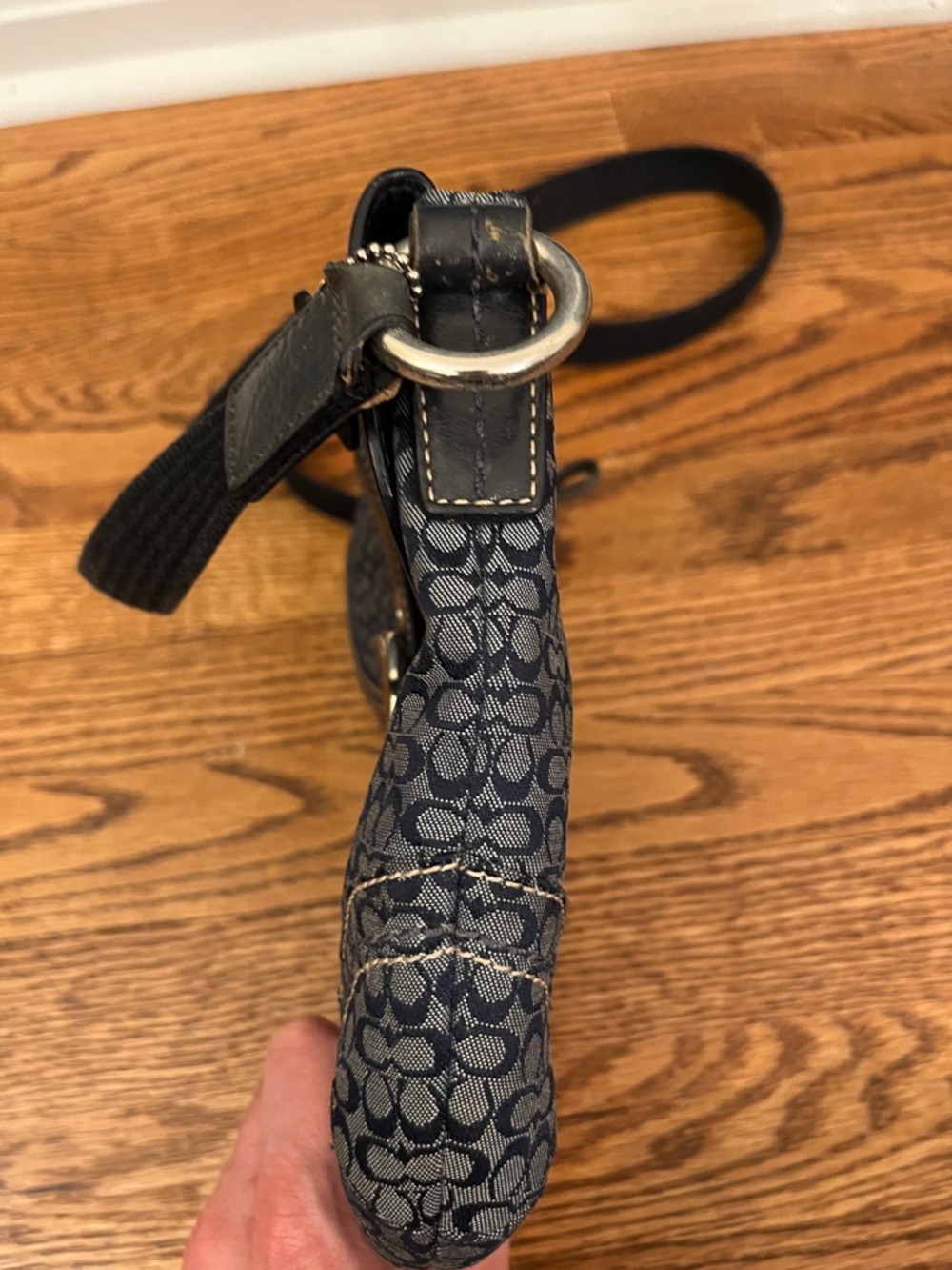 Y2K Coach Soho Mini Signature Bag 44718 Classic Coach Design Navy and Gray COA - Picture 7 of 16